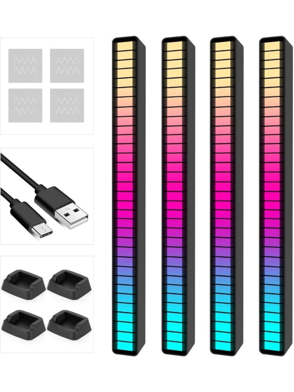 RGB Rechargeable Sound Control Lights - Voice-Activated Music Rhythm Ambiance (4